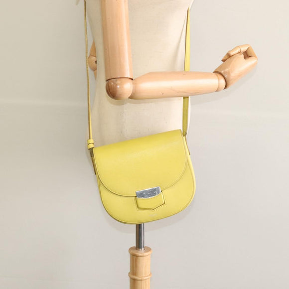 CELINE Shoulder Bag Leather Yellow Auth BD1446