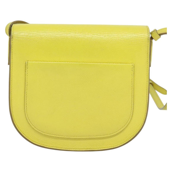 CELINE Shoulder Bag Leather Yellow Auth BD1446