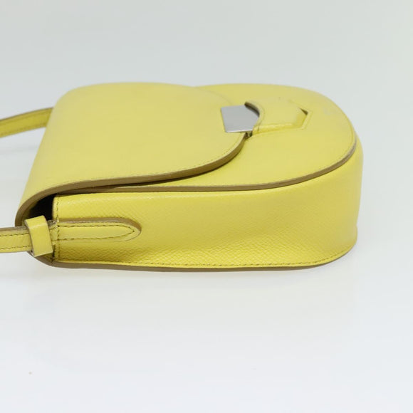 CELINE Shoulder Bag Leather Yellow Auth BD1446