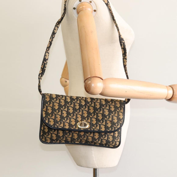 Christian Dior Trotter Canvas Shoulder Bag Navy Auth BD1447