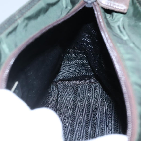 PRADA Chain Shoulder Bag Nylon Green Auth BD1448