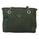 PRADA Chain Shoulder Bag Nylon Green Auth BD1448-13