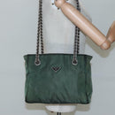 PRADA Chain Shoulder Bag Nylon Green Auth BD1448-23