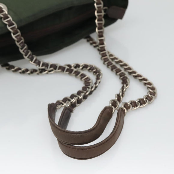 PRADA Chain Shoulder Bag Nylon Green Auth BD1448