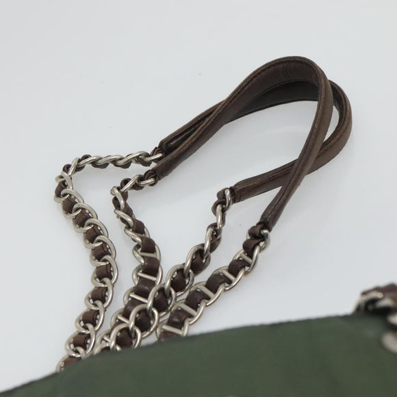 PRADA Chain Shoulder Bag Nylon Green Auth BD1448