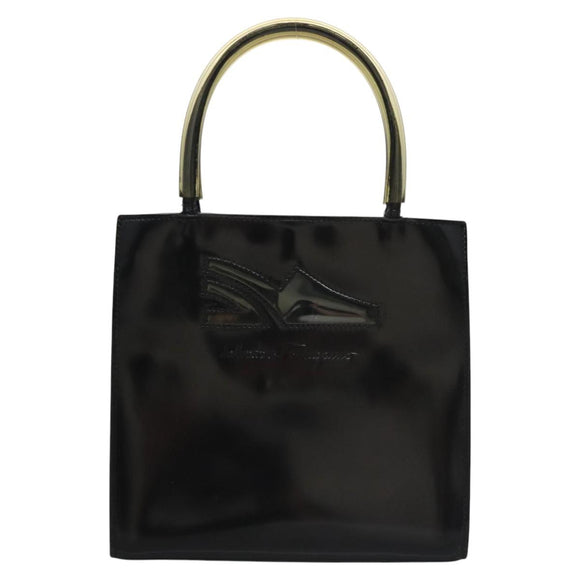 Salvatore Ferragamo Hand Bag Leather Black Auth BD145