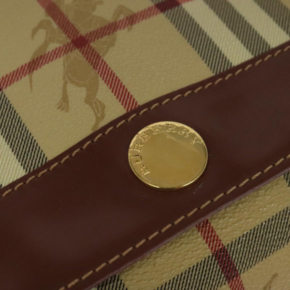 BURBERRY Nova Check Shoulder Bag PVC Leather Beige Auth BD1450