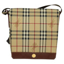 BURBERRY Nova Check Shoulder Bag PVC Leather Beige Auth BD1450-13