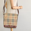 BURBERRY Nova Check Shoulder Bag PVC Leather Beige Auth BD1450-22