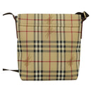 BURBERRY Nova Check Shoulder Bag PVC Leather Beige Auth BD1450-2