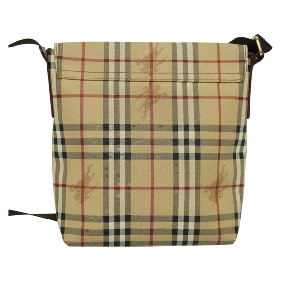 BURBERRY Nova Check Shoulder Bag PVC Leather Beige Auth BD1450