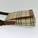 BURBERRY Nova Check Shoulder Bag PVC Leather Beige Auth BD1450-3