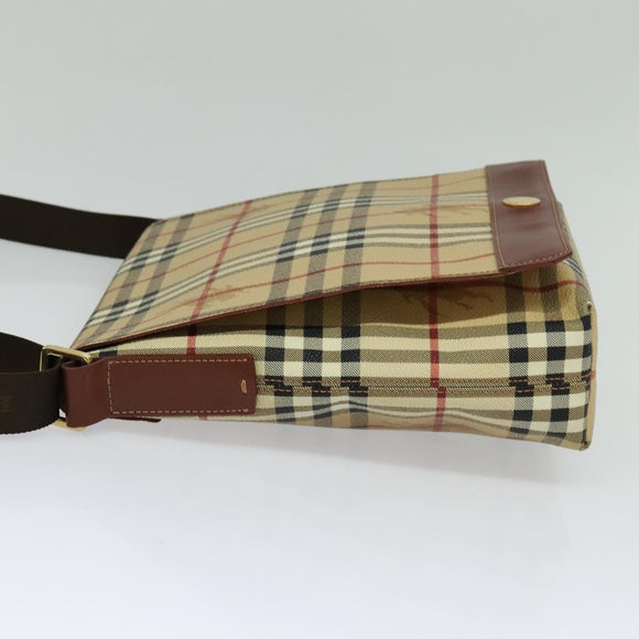 BURBERRY Nova Check Shoulder Bag PVC Leather Beige Auth BD1450