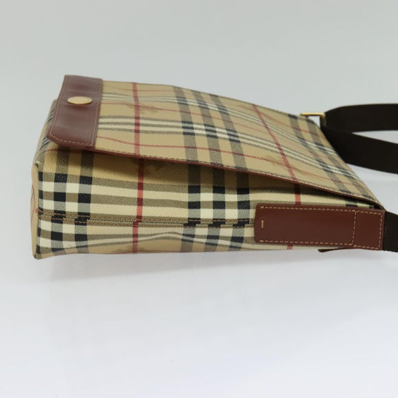BURBERRY Nova Check Shoulder Bag PVC Leather Beige Auth BD1450