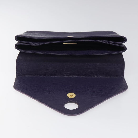 LOEWE Hand Bag Leather Purple Auth BD1451