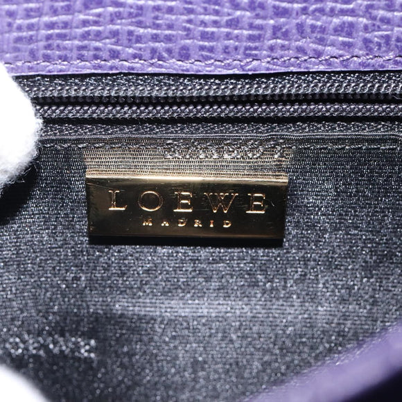 LOEWE Hand Bag Leather Purple Auth BD1451