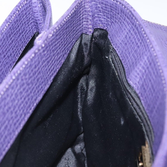 LOEWE Hand Bag Leather Purple Auth BD1451