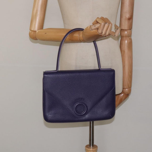 LOEWE Hand Bag Leather Purple Auth BD1451