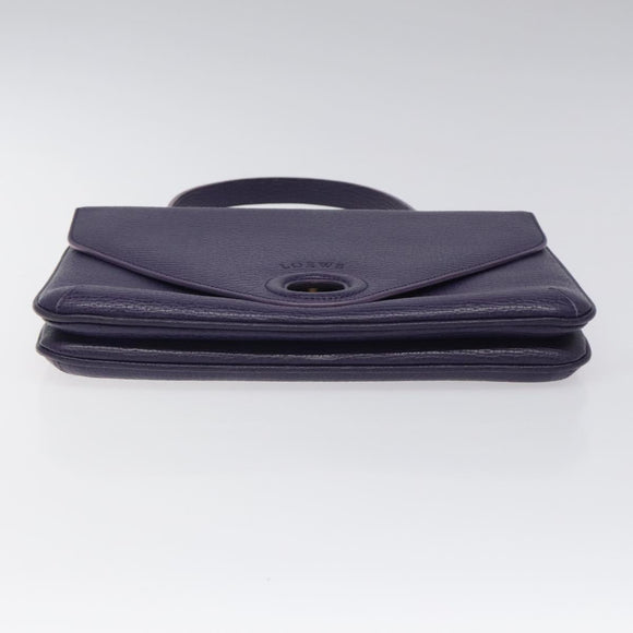 LOEWE Hand Bag Leather Purple Auth BD1451