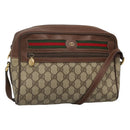 GUCCI GG Supreme Web Sherry Line Bag PVC Beige Gold 001 113 6165 Auth BD1465-1