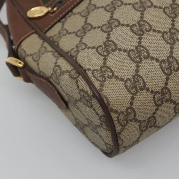 GUCCI GG Supreme Web Sherry Line Bag PVC Beige Gold 001 113 6165 Auth BD1465