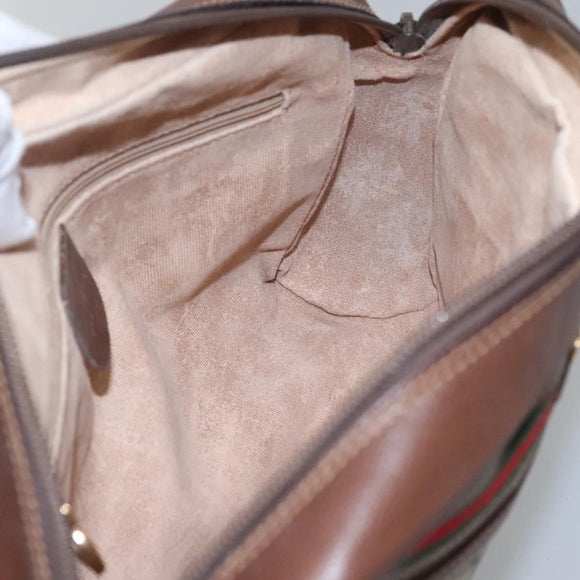 GUCCI GG Supreme Web Sherry Line Bag PVC Beige Gold 001 113 6165 Auth BD1465