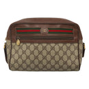 GUCCI GG Supreme Web Sherry Line Bag PVC Beige Gold 001 113 6165 Auth BD1465-13
