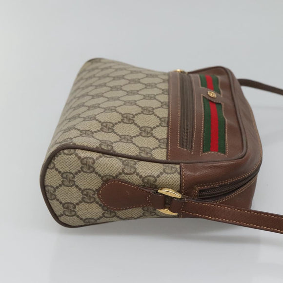GUCCI GG Supreme Web Sherry Line Bag PVC Beige Gold 001 113 6165 Auth BD1465