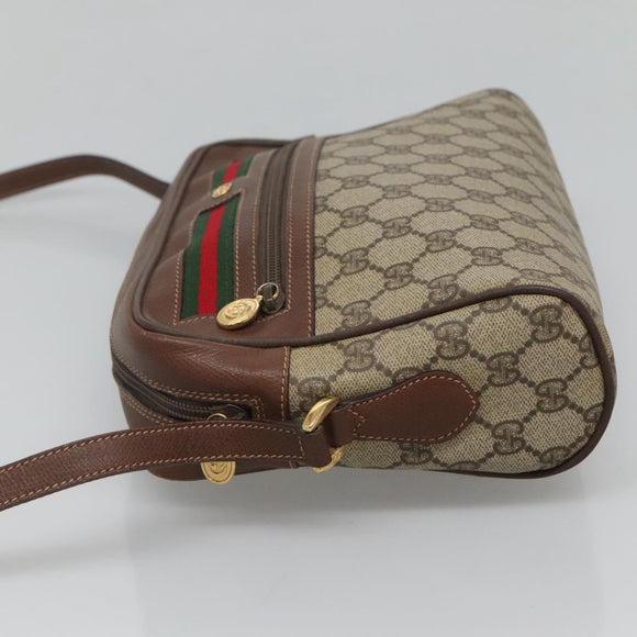 GUCCI GG Supreme Web Sherry Line Bag PVC Beige Gold 001 113 6165 Auth BD1465