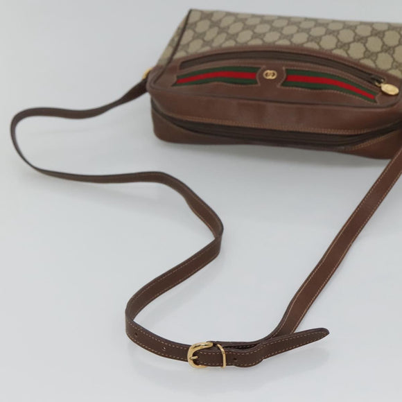 GUCCI GG Supreme Web Sherry Line Bag PVC Beige Gold 001 113 6165 Auth BD1465