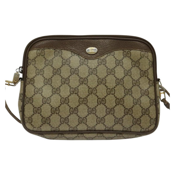 GUCCI GG Supreme Shoulder Bag PVC Beige 97 02 068 Auth BD1474