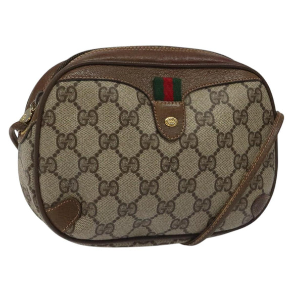 GUCCI GG Supreme Web Sherry Line Shoulder Bag PVC Beige 89 02 066 Auth BD148
