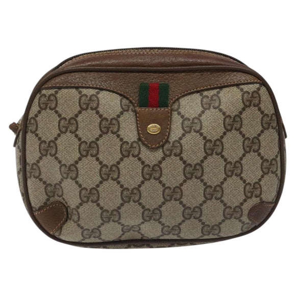 GUCCI GG Supreme Web Sherry Line Shoulder Bag PVC Beige 89 02 066 Auth BD148