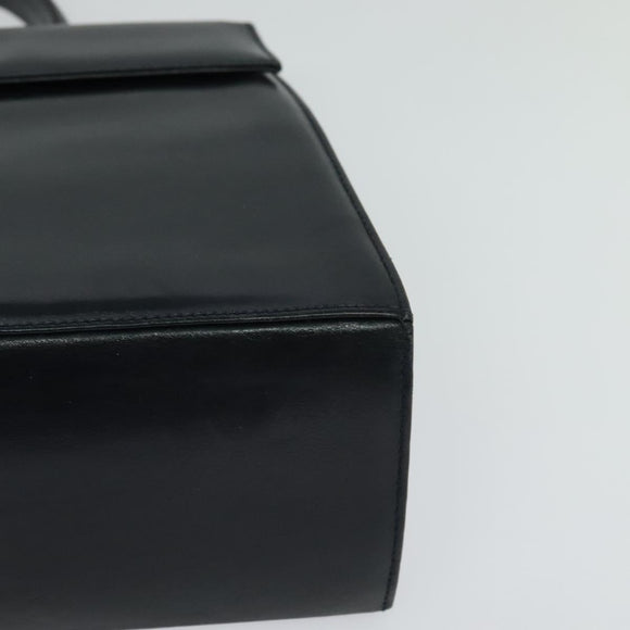 Salvatore Ferragamo Gancini Hand Bag Leather 2way Black Gold Auth BD1498
