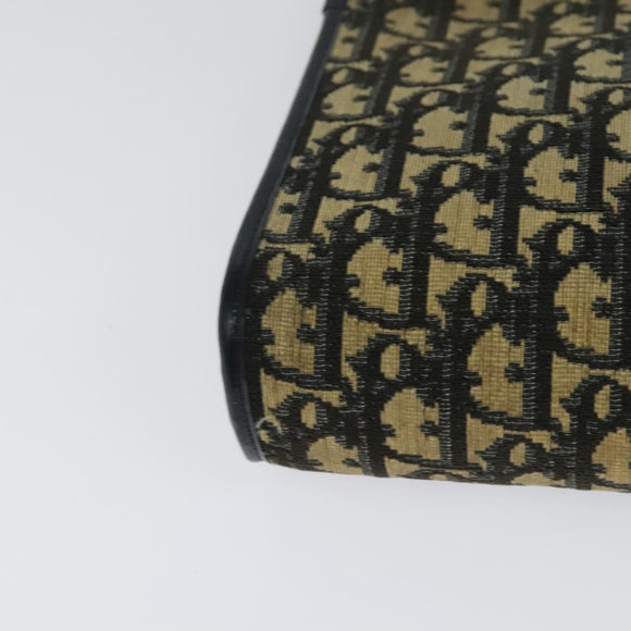 Christian Dior Trotter Canvas Shoulder Bag Navy Gold Auth BD1501