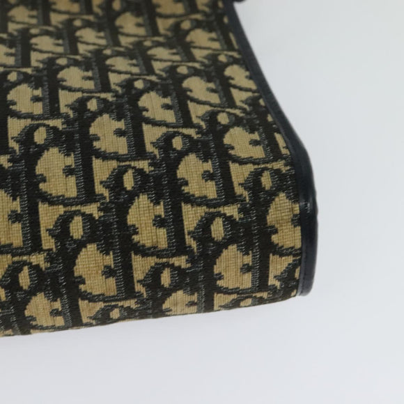 Christian Dior Trotter Canvas Shoulder Bag Navy Gold Auth BD1501