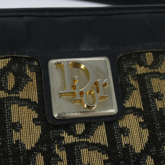 Christian Dior Trotter Canvas Shoulder Bag Navy Gold Auth BD1501