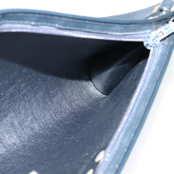 Christian Dior Trotter Canvas Shoulder Bag Navy Gold Auth BD1501