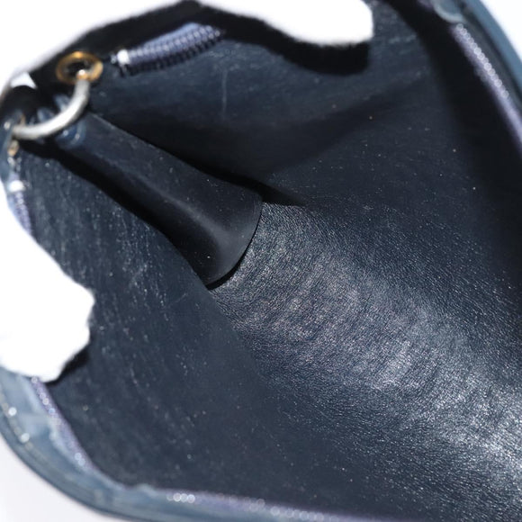 Christian Dior Trotter Canvas Shoulder Bag Navy Gold Auth BD1501