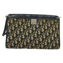 Christian Dior Trotter Canvas Shoulder Bag Navy Gold Auth BD1501-13
