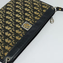 Christian Dior Trotter Canvas Shoulder Bag Navy Gold Auth BD1501-6