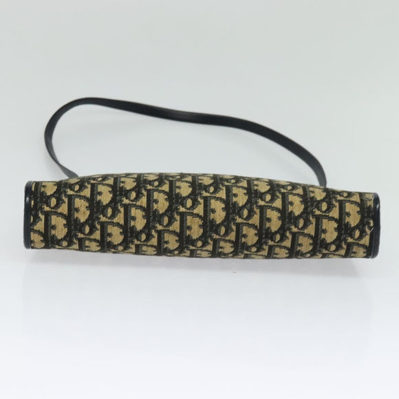 Christian Dior Trotter Canvas Shoulder Bag Navy Gold Auth BD1501