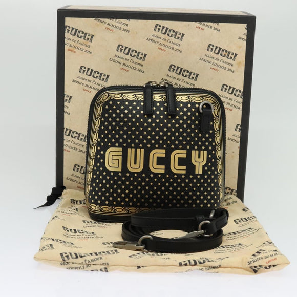 GUCCI SEGA Collaboration Shoulder Bag Leather Black 511189 Auth BD1503AV