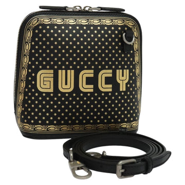 GUCCI SEGA Collaboration Shoulder Bag Leather Black 511189 Auth BD1503AV