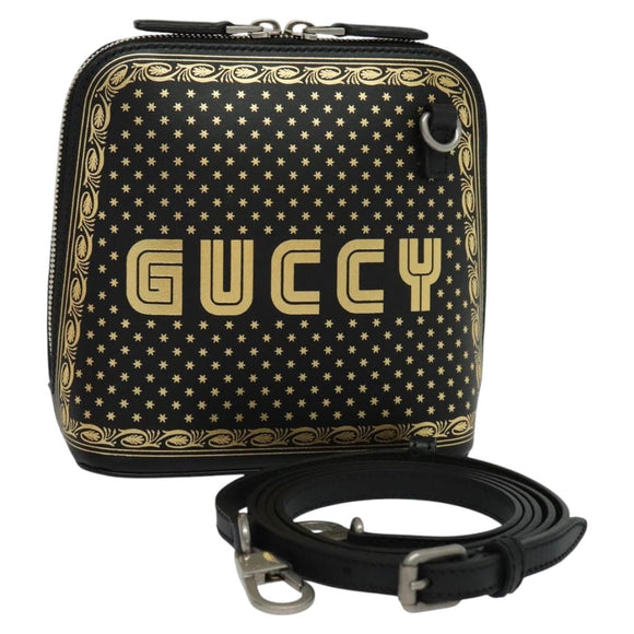 GUCCI SEGA Collaboration Shoulder Bag Leather Black 511189 Auth BD1503AV