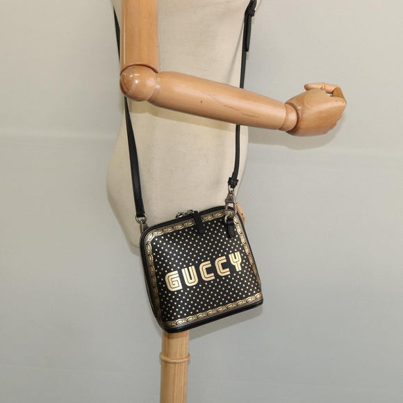 GUCCI SEGA Collaboration Shoulder Bag Leather Black 511189 Auth BD1503SAV