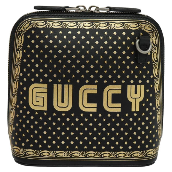 GUCCI SEGA Collaboration Shoulder Bag Leather Black 511189 Auth BD1503AV