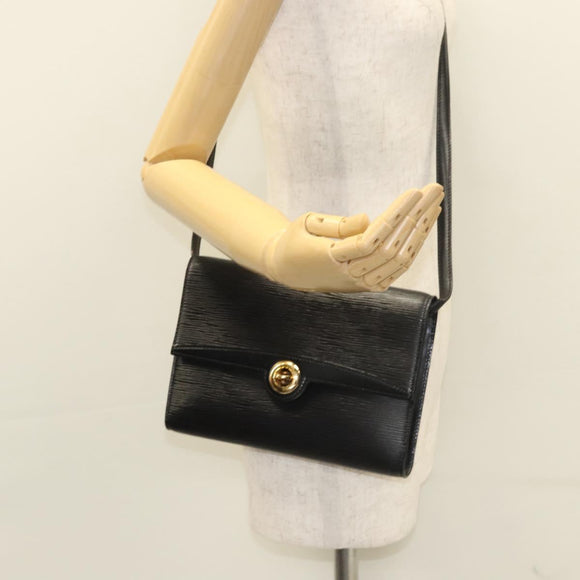 LOUIS VUITTON Epi Pochette Arche Shoulder Bag Black Noir M52572 LV Auth BD1510