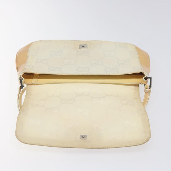 GUCCI GG Canvas Shoulder Bag Beige Silver 001 3823 Auth BD1514