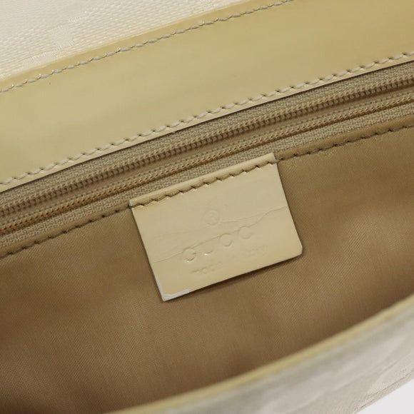 GUCCI GG Canvas Shoulder Bag Beige Silver 001 3823 Auth BD1514